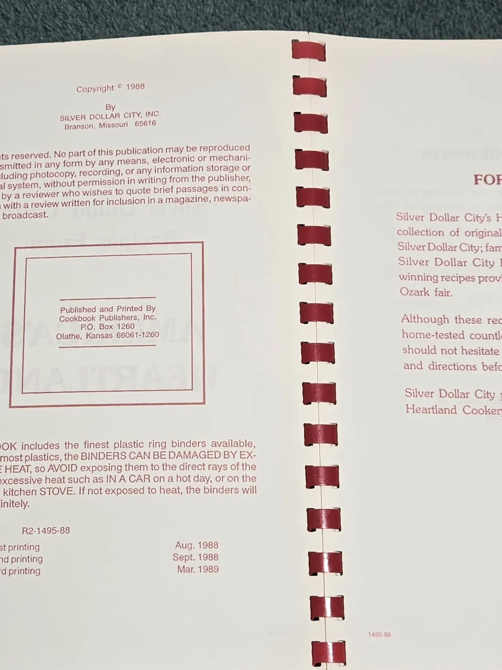Vintage 1988 Silver Dollar City Recipes From America's Heartland Cookbook
